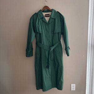 Vintage Cyclone Paris Oversized Green Lined Trench Coat